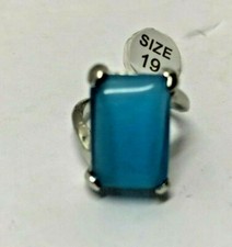 NEW Blue Sapphire Chalcedony Women's Large Stone Size 9 US Ring