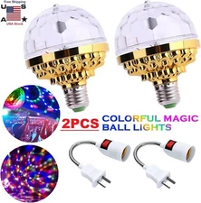 2Pcs Colorful Disco Rotating Magic Ball with Sockets RGB LED Stage Light Party
