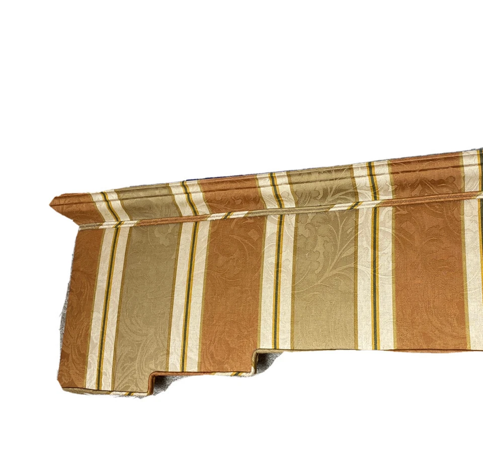 Cenefa de tratamiento de ventana personalizada rara vintage años 90 tabla de cornisa damasco caja a rayas Foto 2 de 4