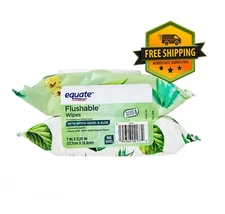 Equate Flushable Wet Wipes with Witch Hazel & Aloe, 96 Wipes (Set of 2)