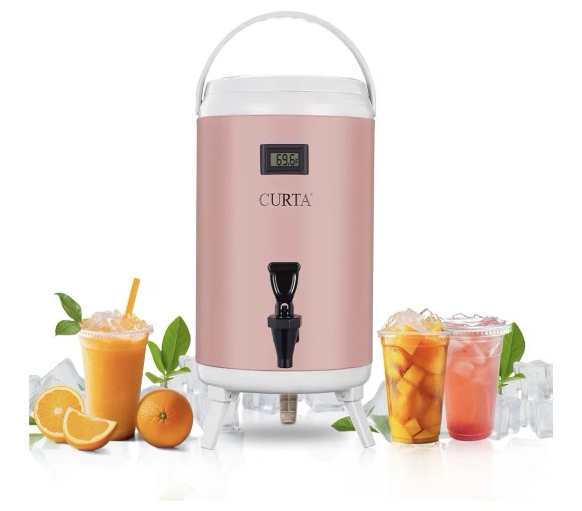 Curta 10L Insulated Beverage Dispenser Stainless Steel Cold&Hot Drinks-Pink