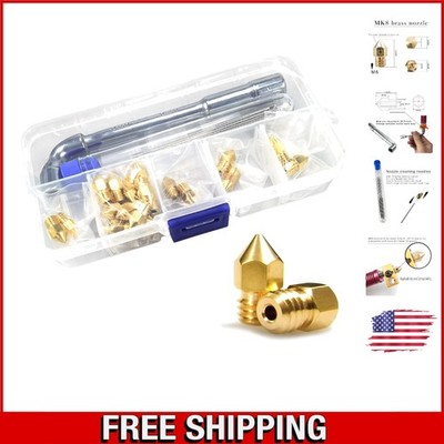 MK8 Brass Nozzle Set - 24 Precision Sizes for 3D Printers in Metal Box