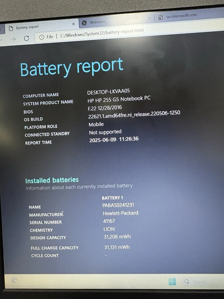 HP Laptop 255 G5 AMD A6-7310 Radeon R4 8GB RAM 256GB SSD 90% BATTERY Win 11 Pro - Image 3 of 4