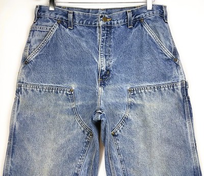 Vintage Carhartt B73 DST Double Knee Denim Work Pants Jeans 36x32