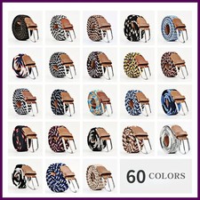 Elastic Braided Canvas Belt Metal Pin Buckle Stretch Jeans Belt Unisex