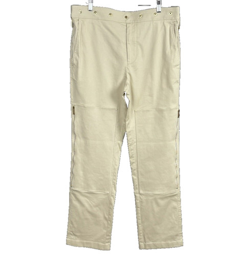 Dion Lee Beige Gold Zip Straight Leg Trousers Pants Womens M Equestrian Tailored