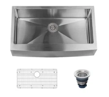 Miseno MNO163620F 36" Stainless Steel Kitchen Sink w/Apron Front,Drain & Rack