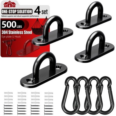 304 Stainless Steel Pad Eye Snap Hooks, M5 Heavy Duty Ceiling Hooks, 500 lb Capa