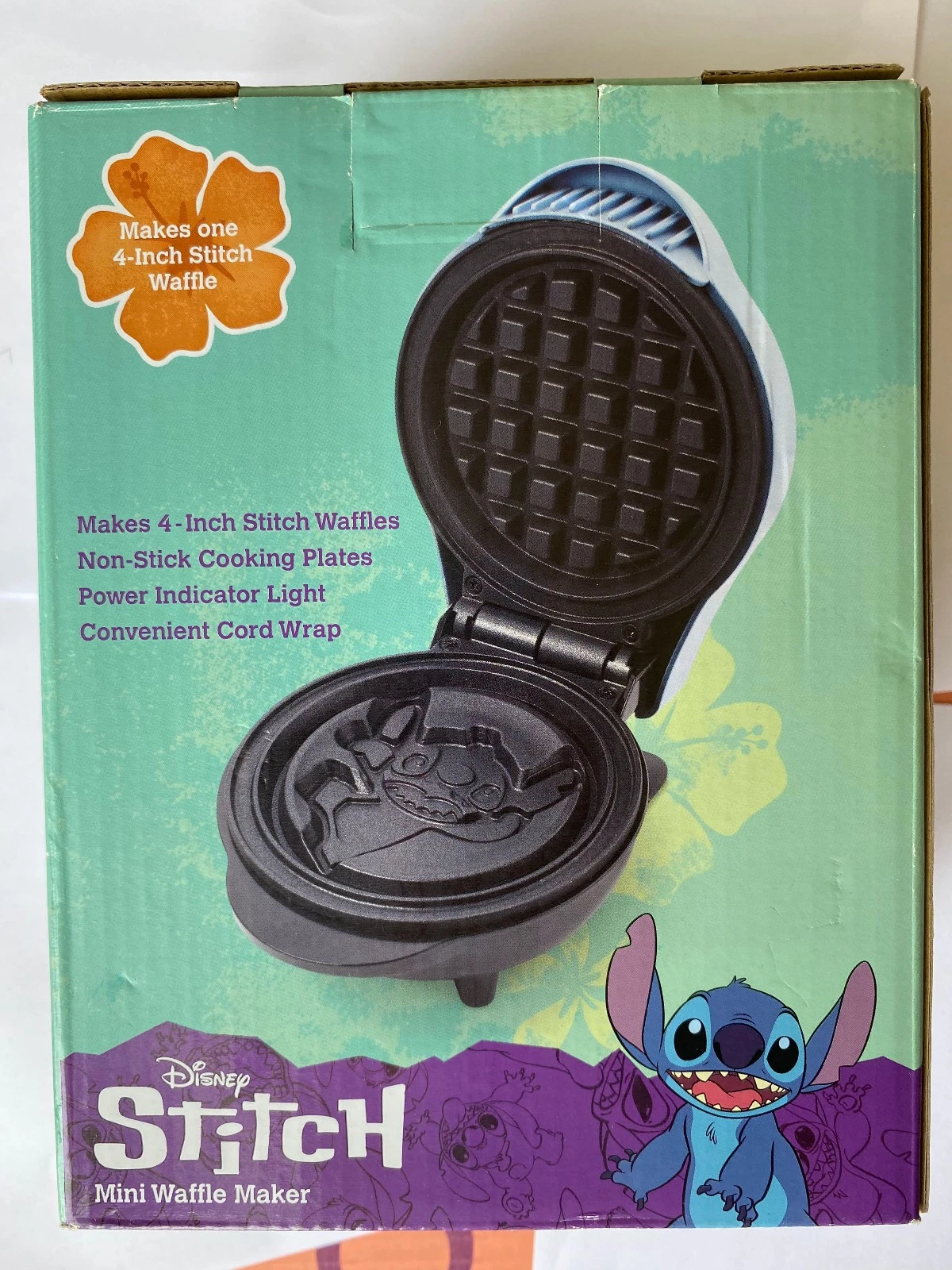 CE UK Plug Disney Lilo And Stitch Mini Waffle Maker 10cm Waffles Blue