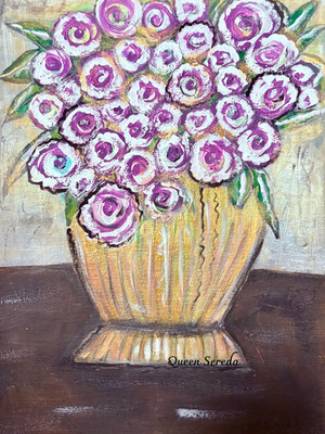 QUEEN SEREDA EXPRESSIONISM 15X11 Vintage Roses Fine Art Home Interior Design