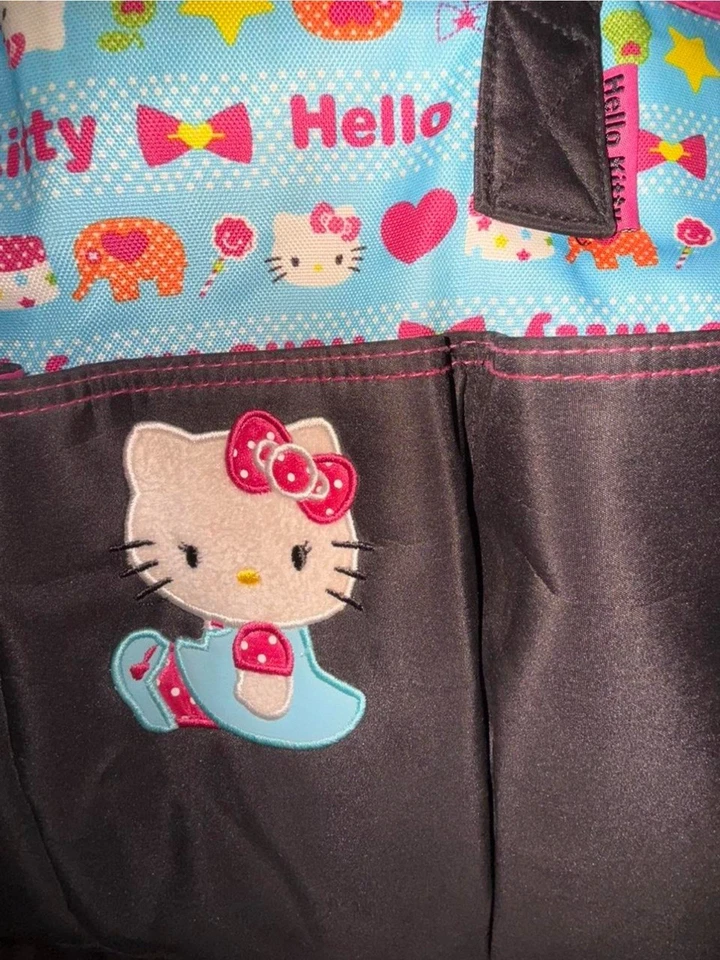 Bolso de Pañales Hello Kitty Sanrio Bolso de Mano Rosa Negro 7 Bolsillos Cremallera Superior 2014 Foto 2 de 4