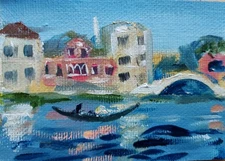 ACEO ORIGINAL oil painting  - Venice  - 2.5x3.5 in artist MK