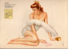 1942 Varga Girl Calendar Page for March - Original