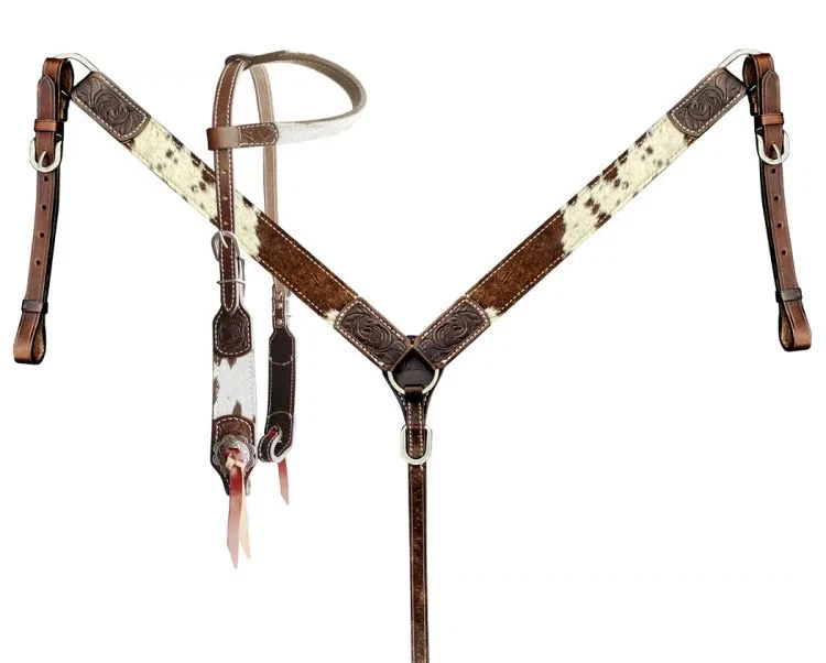 Showman Cowhide Headstall and Breast Collar Set