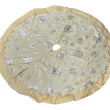 Yellow Snowflake Christmas Tree Skirt Winter Holiday Xmas Decor Tree Mat 46