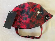 NWT Nike Jordan Bucket Hat w/Straps, Infant Size 2T/4T Gym Red/Black