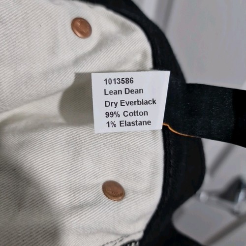 Pantalones de mezclilla Nudie Lean Dean W32 L30 negros ajustados elásticos con cremallera seca Everblack - Imagen 11 de 13