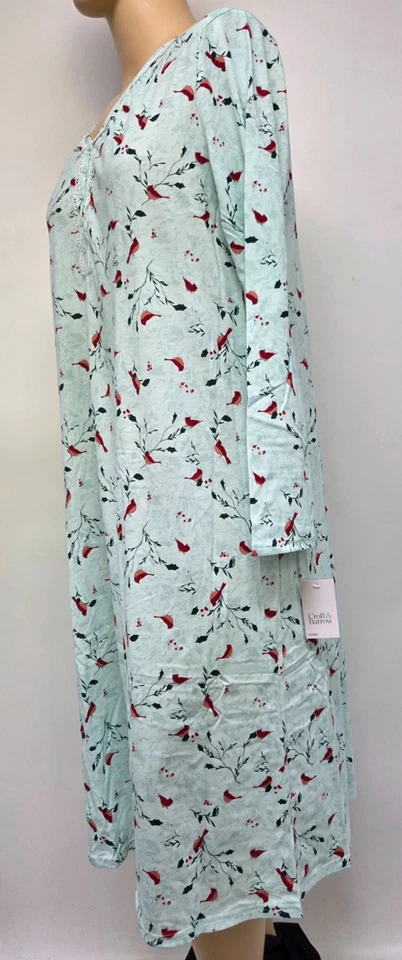 Nuevo con etiquetas Camisón Croft & Barrow Manga Larga Tejido Mezcla Algodón Mujeres Como Nuevo Cardenales Foto 3 de 4