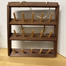Vintage Sewing 15 Spool Thread Thimble Holder Wall or Stand Display Vintage