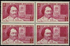 FRANCE 1940 BALZAC  Bloc x 4 YT n° 463 Neuf ★★ luxe / MNH  (A)