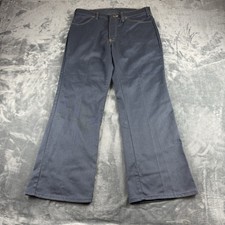 Vintage 1970s Montgomery Ward Blue Bellbottom Flare Pants Fits 34x29 Wide Leg