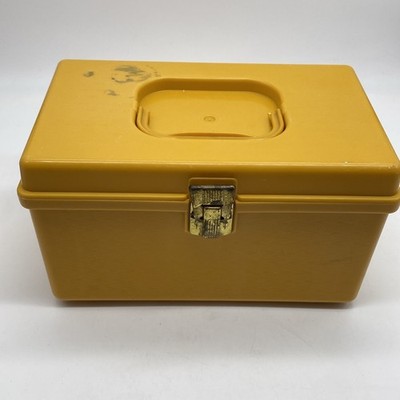 Wilson Wil-hold Small 6x10x6 Yellow Hard Plastic Sewing Box With Tray USED