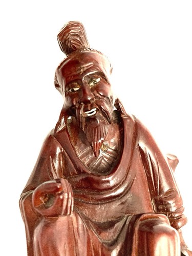 Carved Rosewood Figurine Wise Man Chinese - Picture 8 of 8