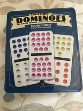 Cardinal DOUBLE FIFTEEN 15 Dominoes Jumbo Color Dots Mexican Trains - Collectors