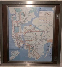 New York City Transit Retired R46 Subway Door Panel With 2000's Map