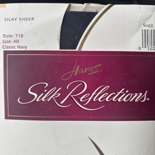 Hanes Silk Reflections Silky Sheer Control-Top Panty Reinforced Toe Sz AB Navy - Picture 3 of 7