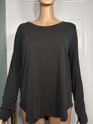 Banana Republic women Black stone Crew Neck Long Sleeve T-Shirt Size M