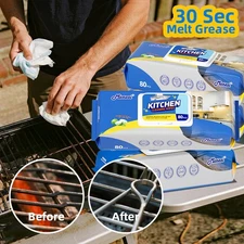 2Pk Mioszzi Grill Cleaner Wipes,Oven&BBQ Safe Degreaser in Seconds,No Residue