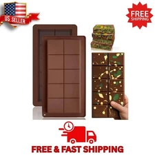 HKNMTT Large Silicone Chocolate Bar Molds 1" Deep 2 Pack BPA Free Candy DIY