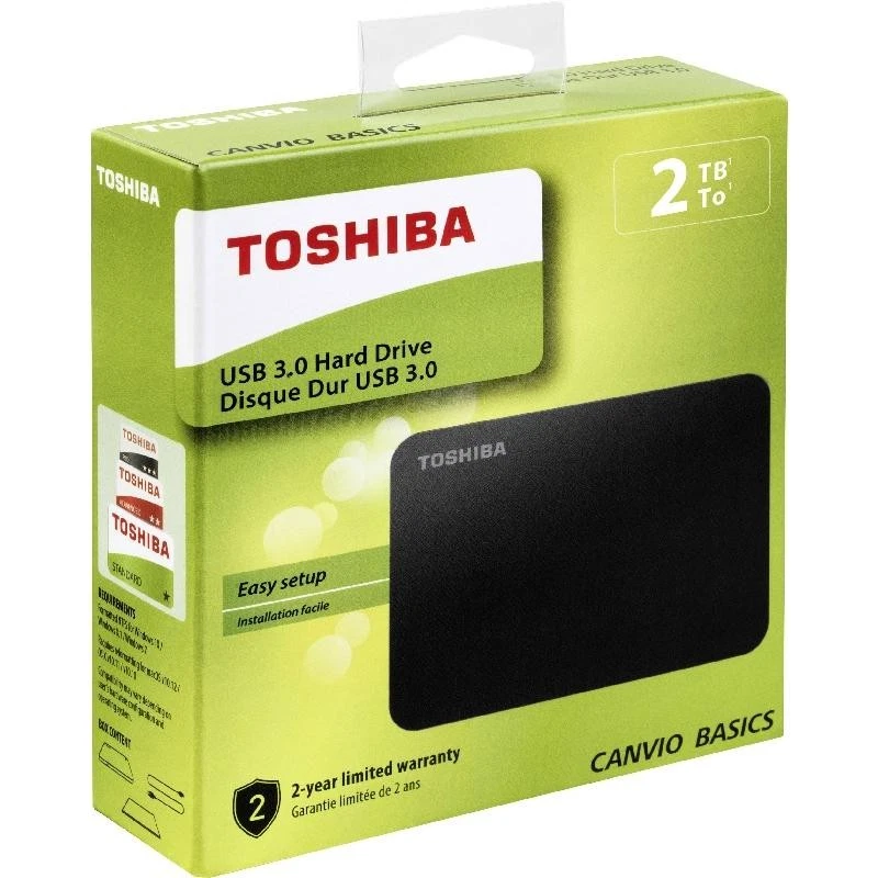 Disque Dur Externe Toshiba 2 To, Usb 3.0, Noir 