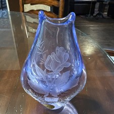 Bohemia Handmade Atelier Veselous Czech Republic Signed Art Glass Vase 5.5”