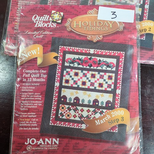Joann Fabric Quilt Of The Month Quilt Blocks 2000 Holiday Tidings Kits 1-8 - Picture 7 of 13