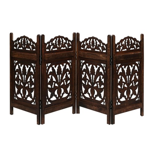 Wooden Foldable Pet Dog Safety Gate -4 Panels 72" Wx24 H- Hand Carved Solid W...