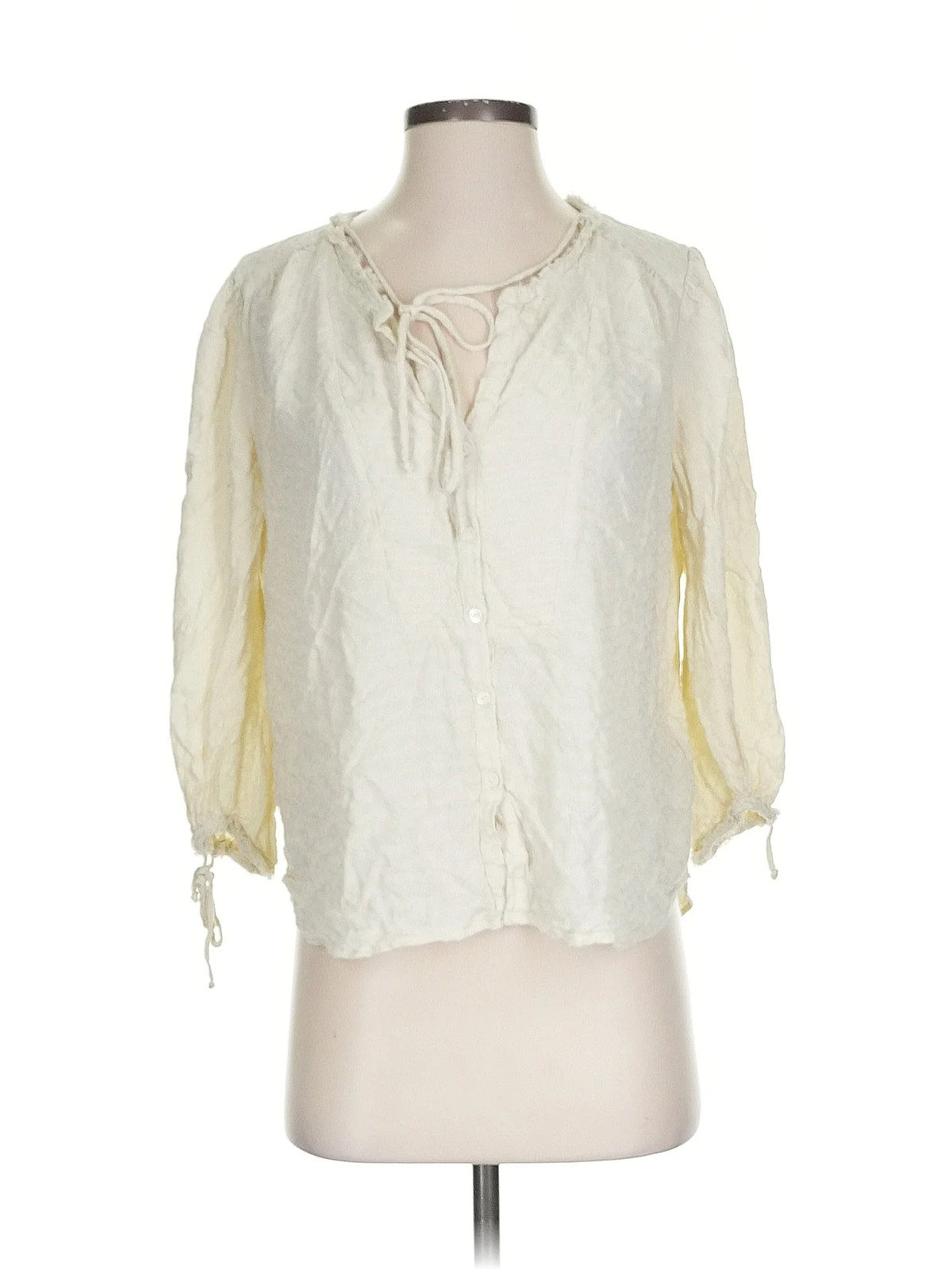 True Religion Women Ivory 3/4 Sleeve Blouse S