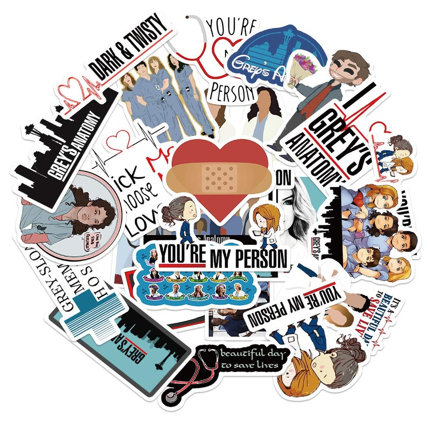 S For The Tv Show Greys Anatomy Funny Pack Of 50 Stickers Fo
