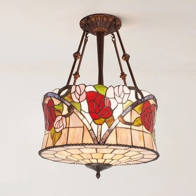 17 Inch Creative Glass Lamp, Rose Yurt Reverse Pendant Light, 5- Warm Lights,new