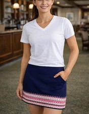 VINEYARD VINES NAUTICAL NAVY CREPE EMBROIDERED HEM SKIRT Size 00 MSRP 148