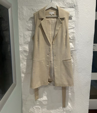 Apricot Women’s Beige Sleeveless Longline Waistcoat Button Front Pockets UK 12