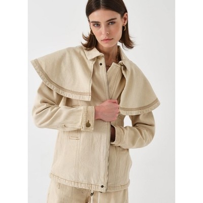 NWT Seventy + Mochi Fara Denim Jacket Women's Size S Vanilla Removable Cape