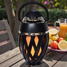 Portable Outdoor Bluetooth Wireless Speaker Waterproof with LED Flame Black 6.8"