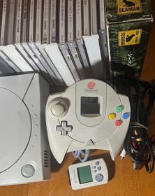 Sega Dreamcast Console Set HKT‑3000 Controller VMU Cables Game Lot Tested JP 2