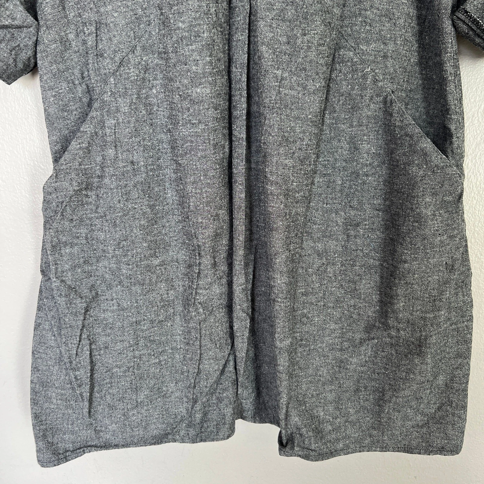 VETEMENTS Abito Camicia Cotone Collezione INAE Donna Taglia M Relaxed Lagenlook Tasche Grigio