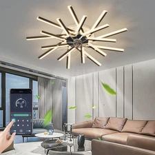 36'' Modern Ceiling Fan with LED Light Sputnik Flush Mount Remote APP Control