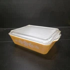 Pyrex 0503 Golden Butterfly 2 Qt Loaf Pan Dish w Lid Vintage USA Bakeware