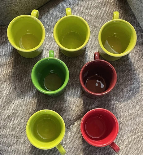 7 Fiestaware 10oz Coffee Mugs with 0-ring handles (SEE DESCRIPTION!)