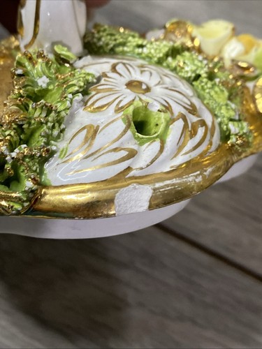 Vintage 1930s AR DE SESTO F No Gold Gilded Floral Footed Dish W/ Lid Italy - Picture 13 of 16